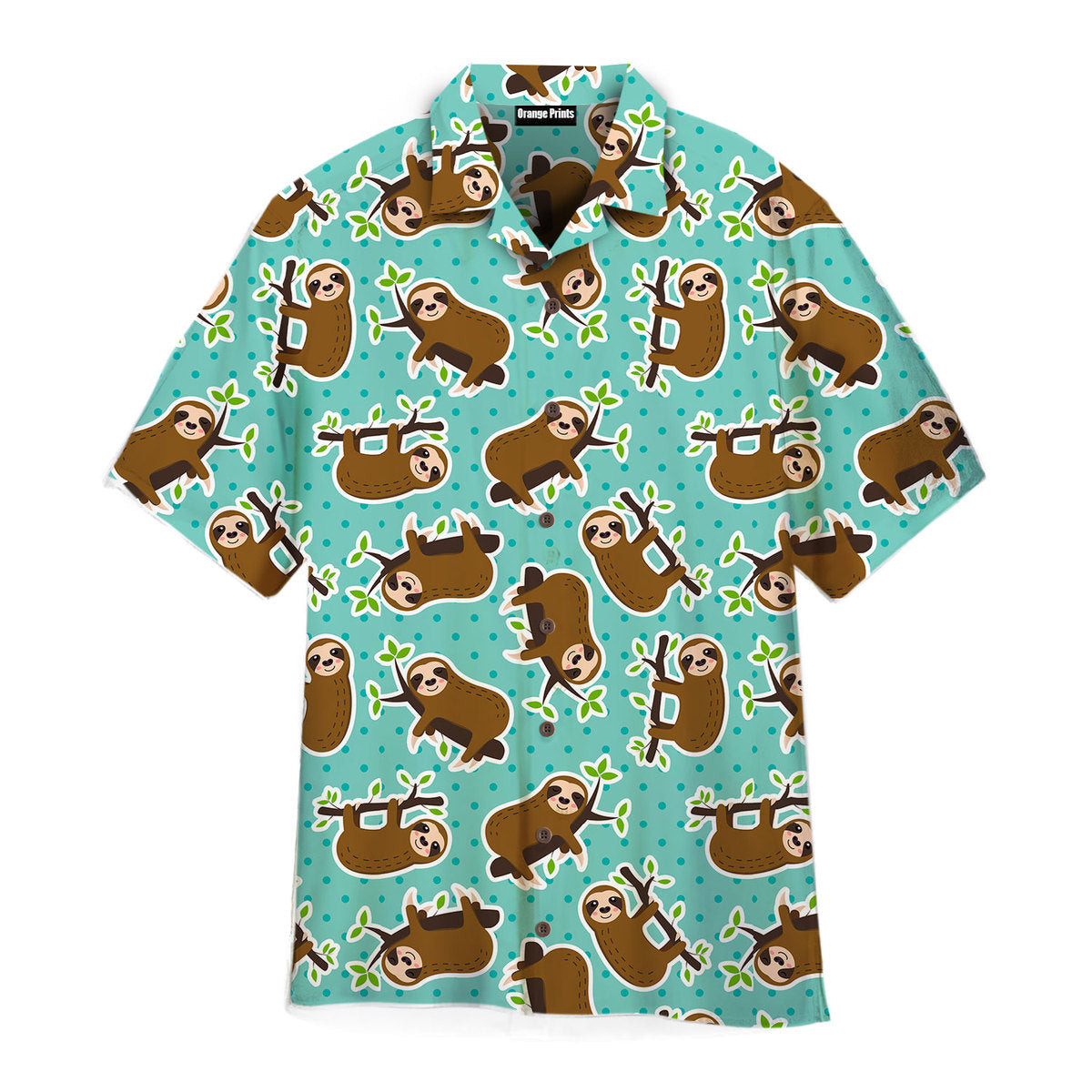 Green Lazy Sleeping Sloth Hawaiian Shirt