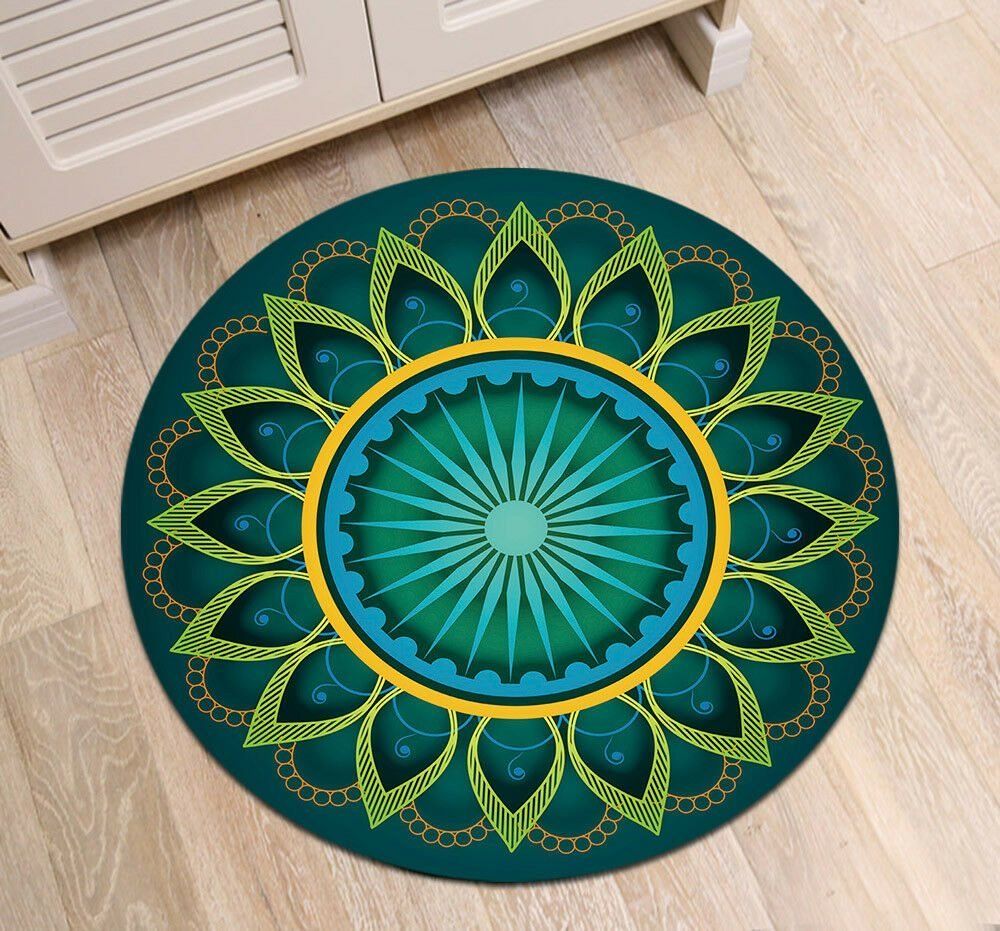 Green Mandala Round Rug Carpet Bedroom Livingroom Home Decor