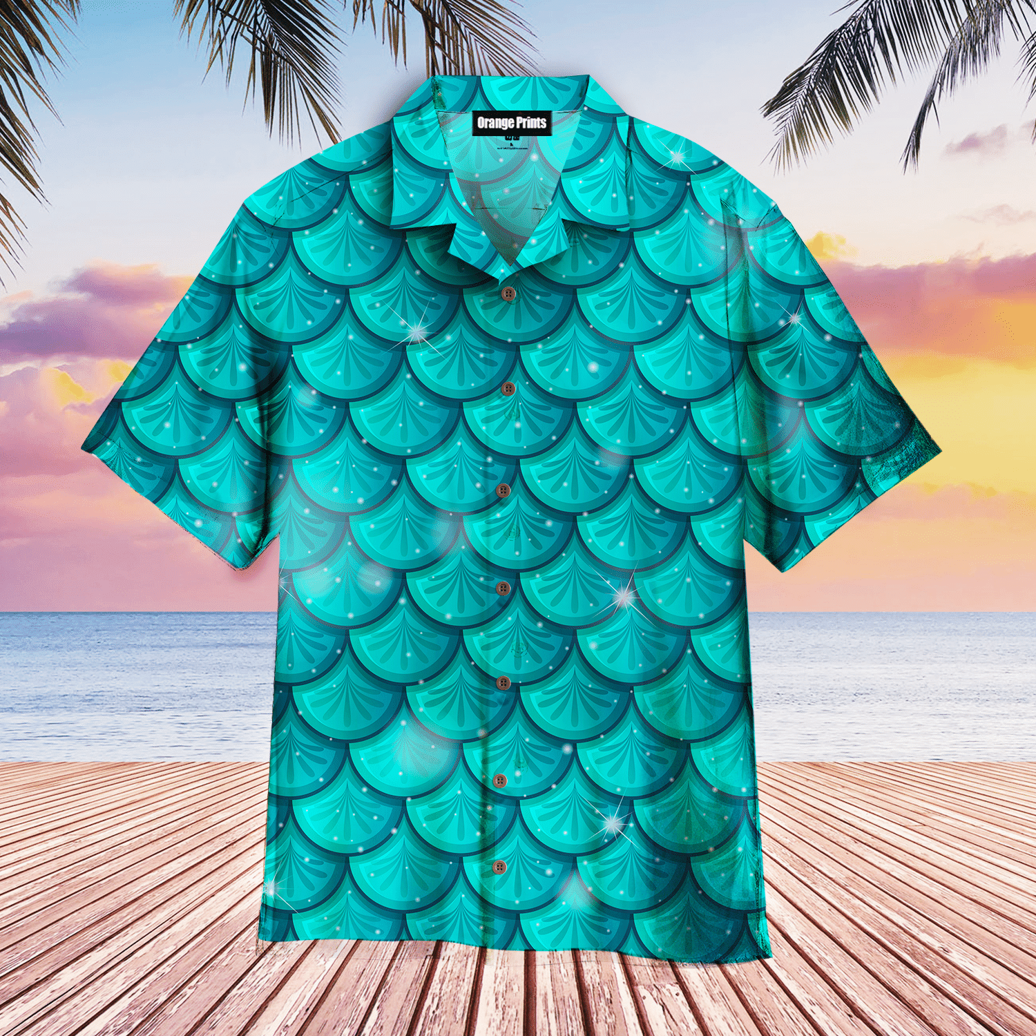 Green Mermaid Scales Hawaiian Shirt