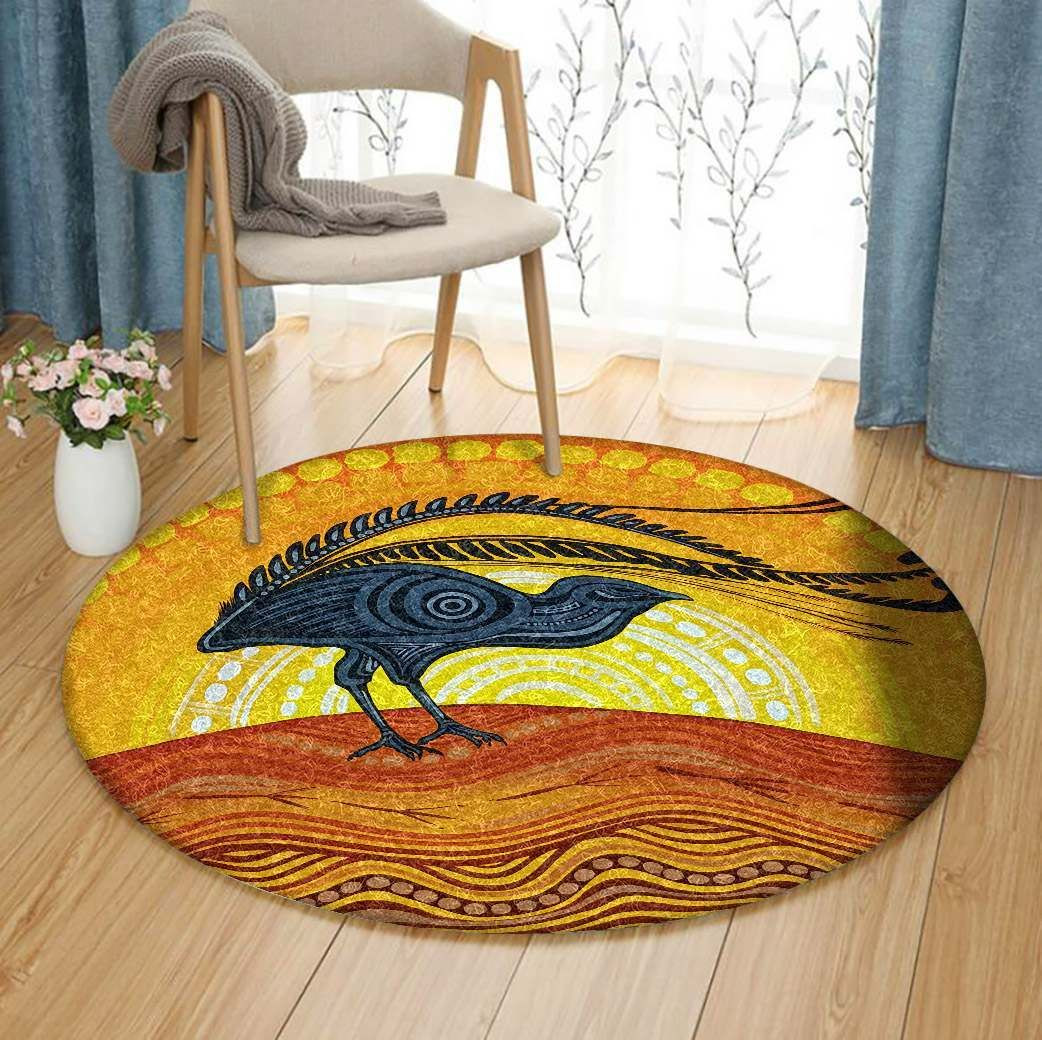 Green Peafowl Round Rug Carpet Bedroom Livingroom Home Decor