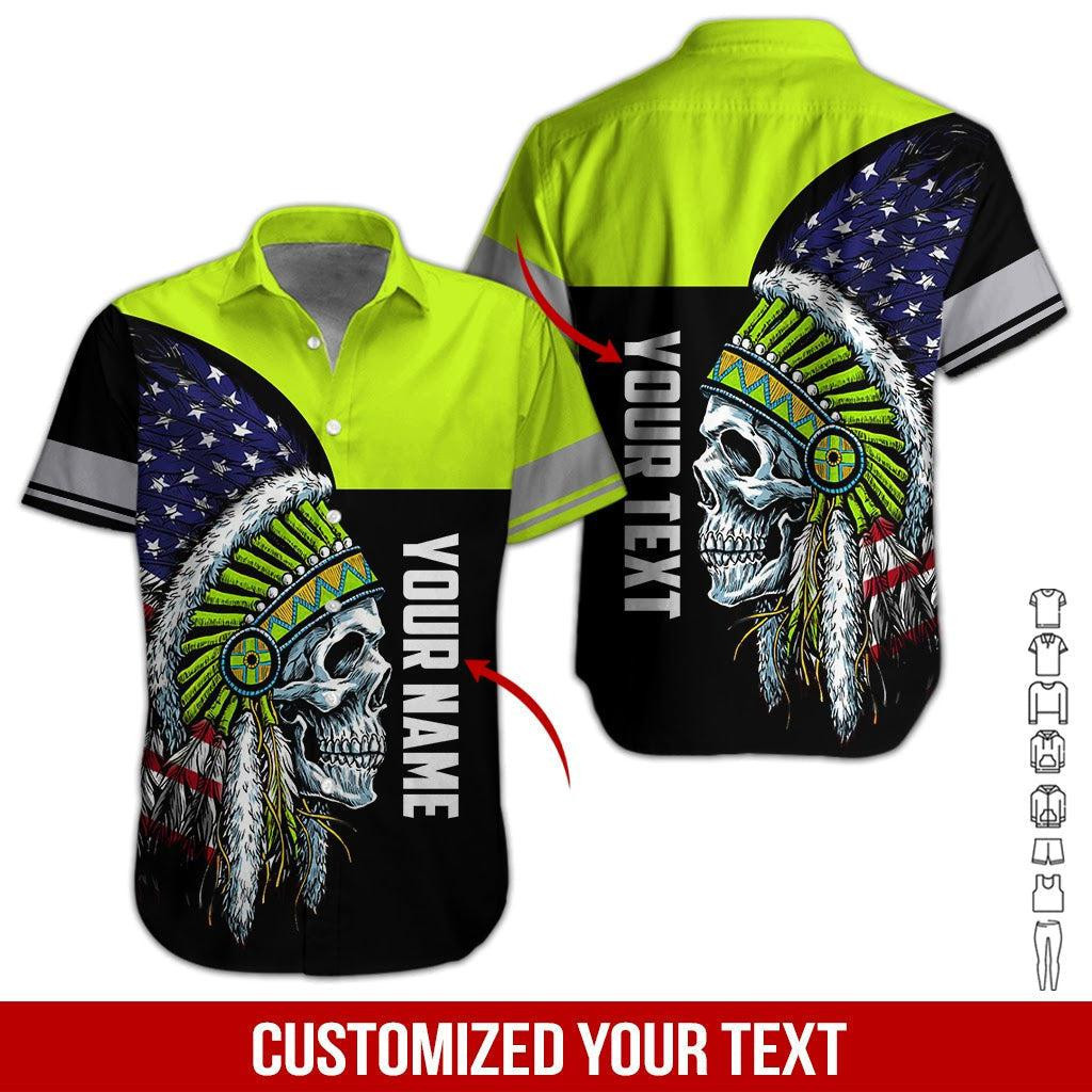 Green Skull Personalized Hawaiian Shirt