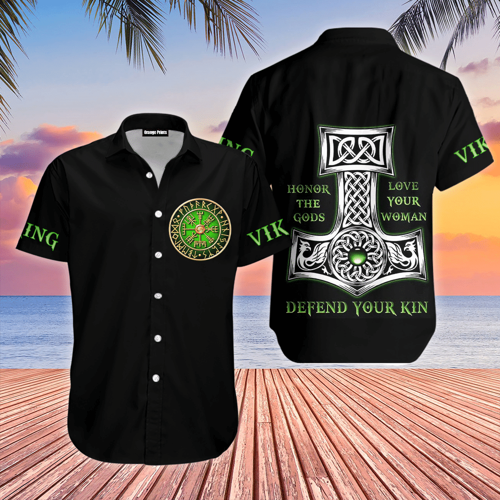 Green Vikings Art Hawaiian Shirt