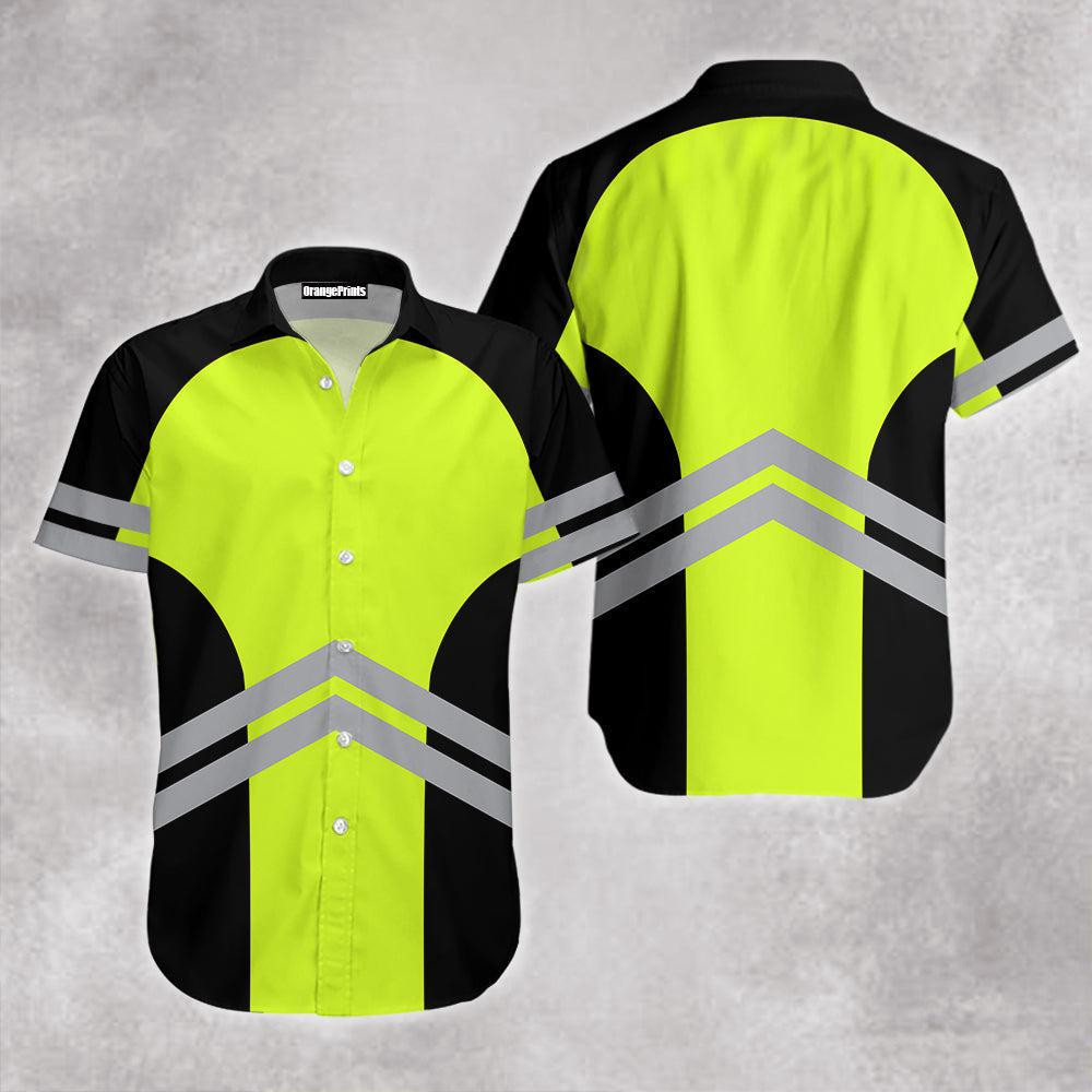 Green Workwear Style Hawaiian Shirt