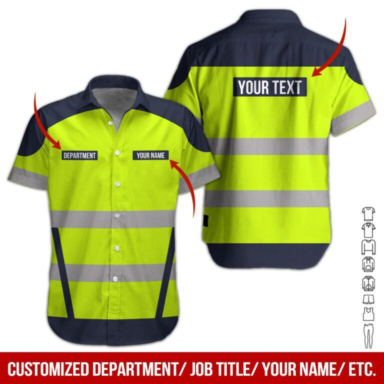 Green Workwear Style Personalized Hawaiian Shirt