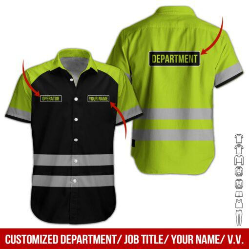 Green Workwear Style Personalized Hawaiian Shirt