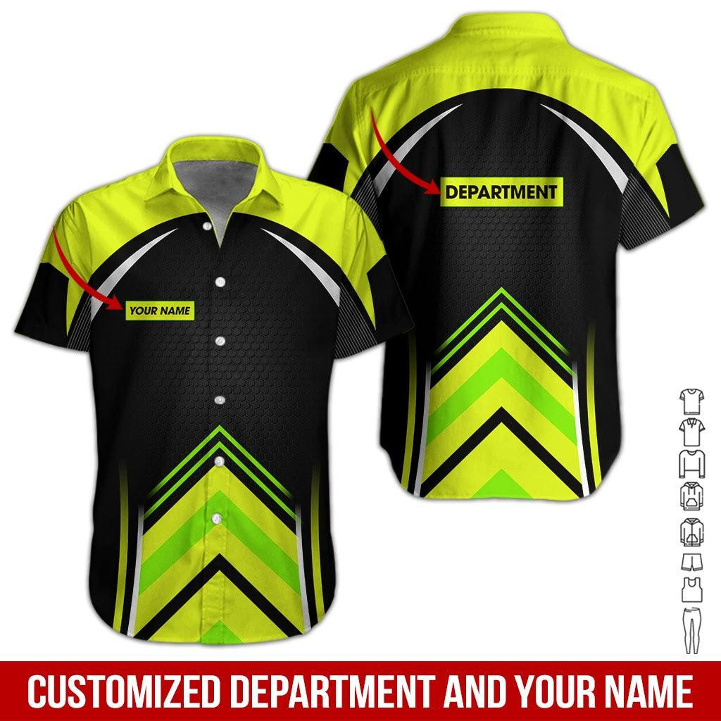 Green Workwear Style Personalized Hawaiian Shirt