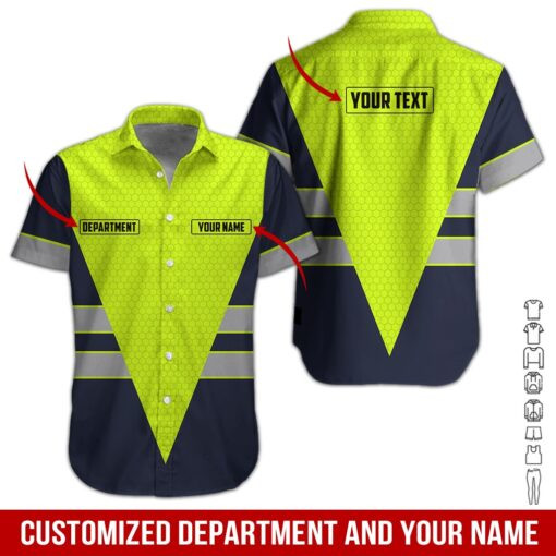 Green Workwear Style Personalized Hawaiian Shirt