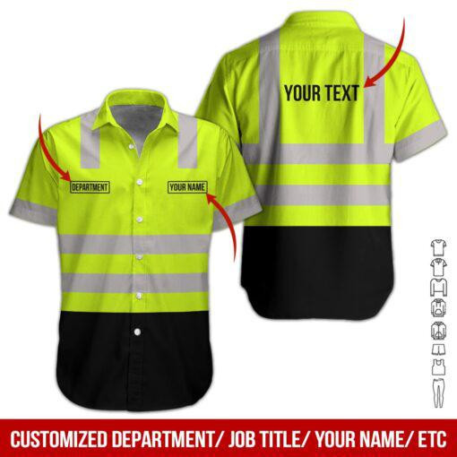 Green Workwear Style Personalized Hawaiian Shirt