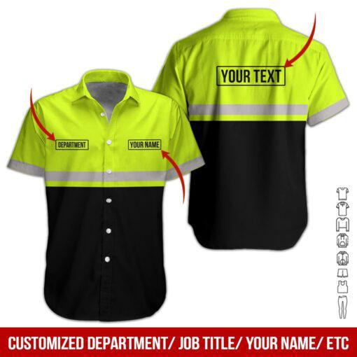 Green Workwear Style Personalized Hawaiian Shirt
