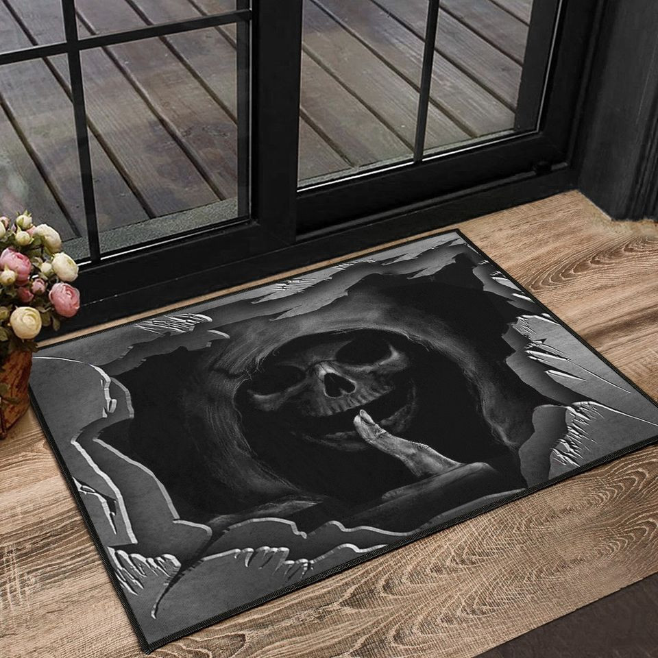 Grim Reaper Shhh Silent Rubber Doormat Skull Unique Door Mats For Men Housewarming Gift Ideas