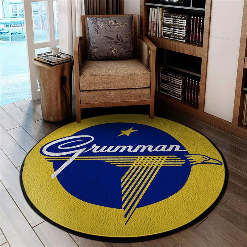 Grumman Logo Living Room Round Rug Carpet Bedroom Livingroom Home Decor