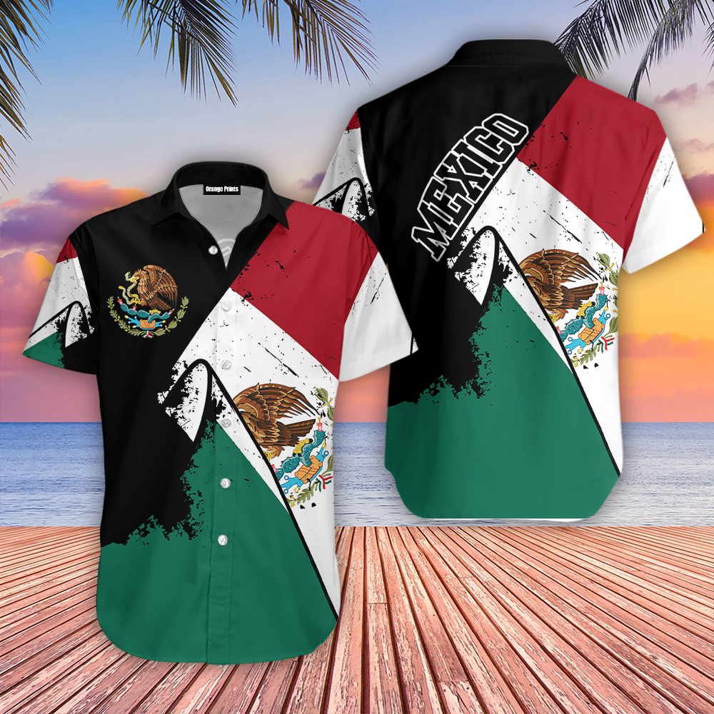 Grunge Mexico Flag Hawaiian Shirt