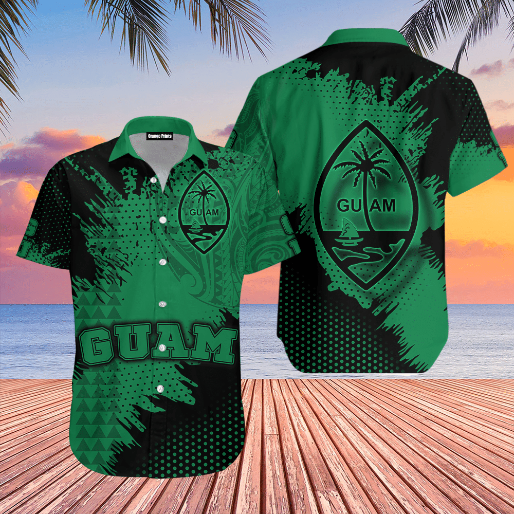Guam Coat Of Arms Green Cool Hawaiian Shirt