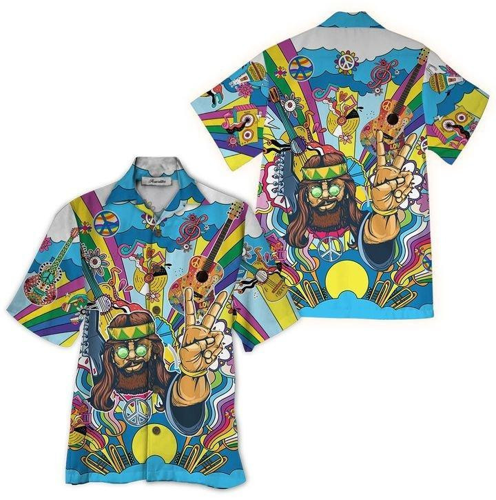 Guitar Hippie Hawaiian Shirt