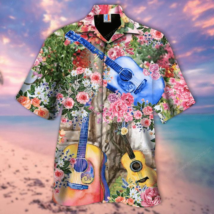 Guitar Melody And Rose Garden Hawaiian Shirt