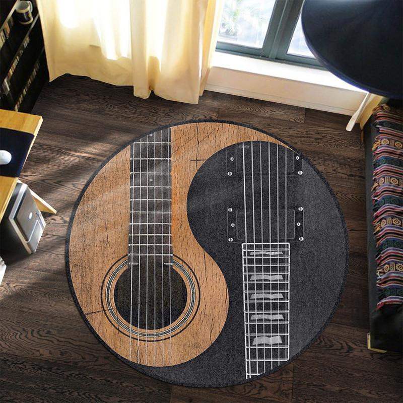 Guitar Music Living Room Round Rug Carpet Bedroom Livingroom Home Decor