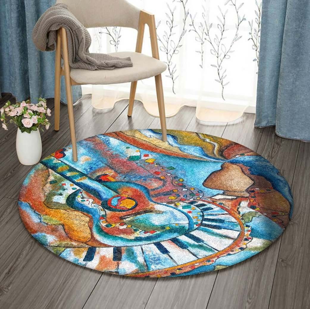 Guitar Piano Round Rug Carpet Bedroom Livingroom Home Decor