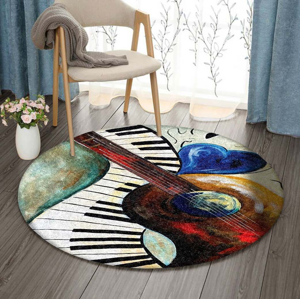 Guitar Piano Round Rug Carpet Bedroom Livingroom Home Decor