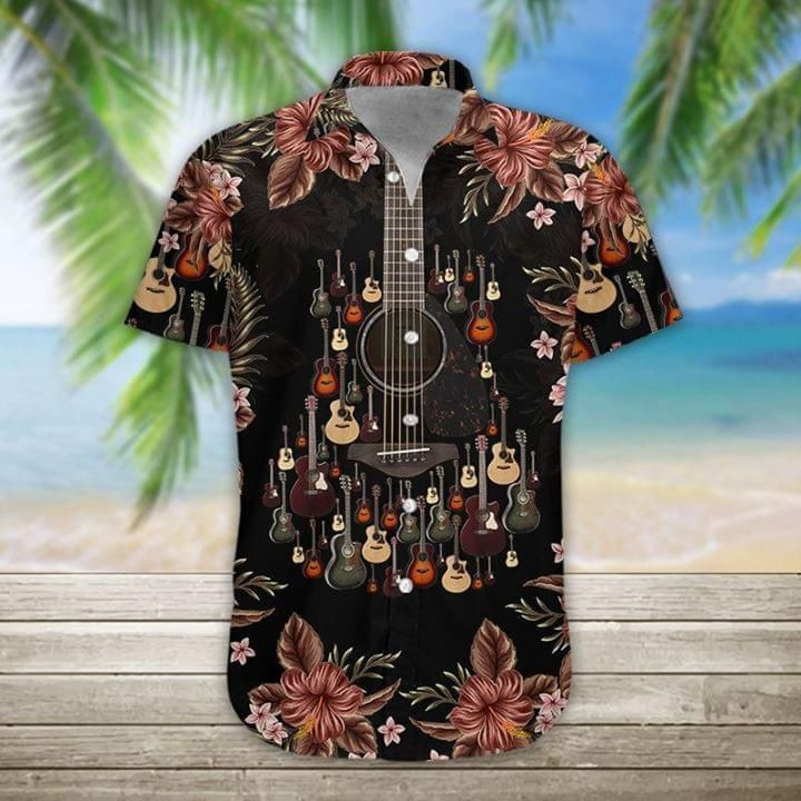 Guitar Print Hawaiian Shirt