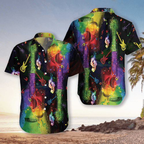 Guitar Rainbow Guitar Hawaiian Shirt