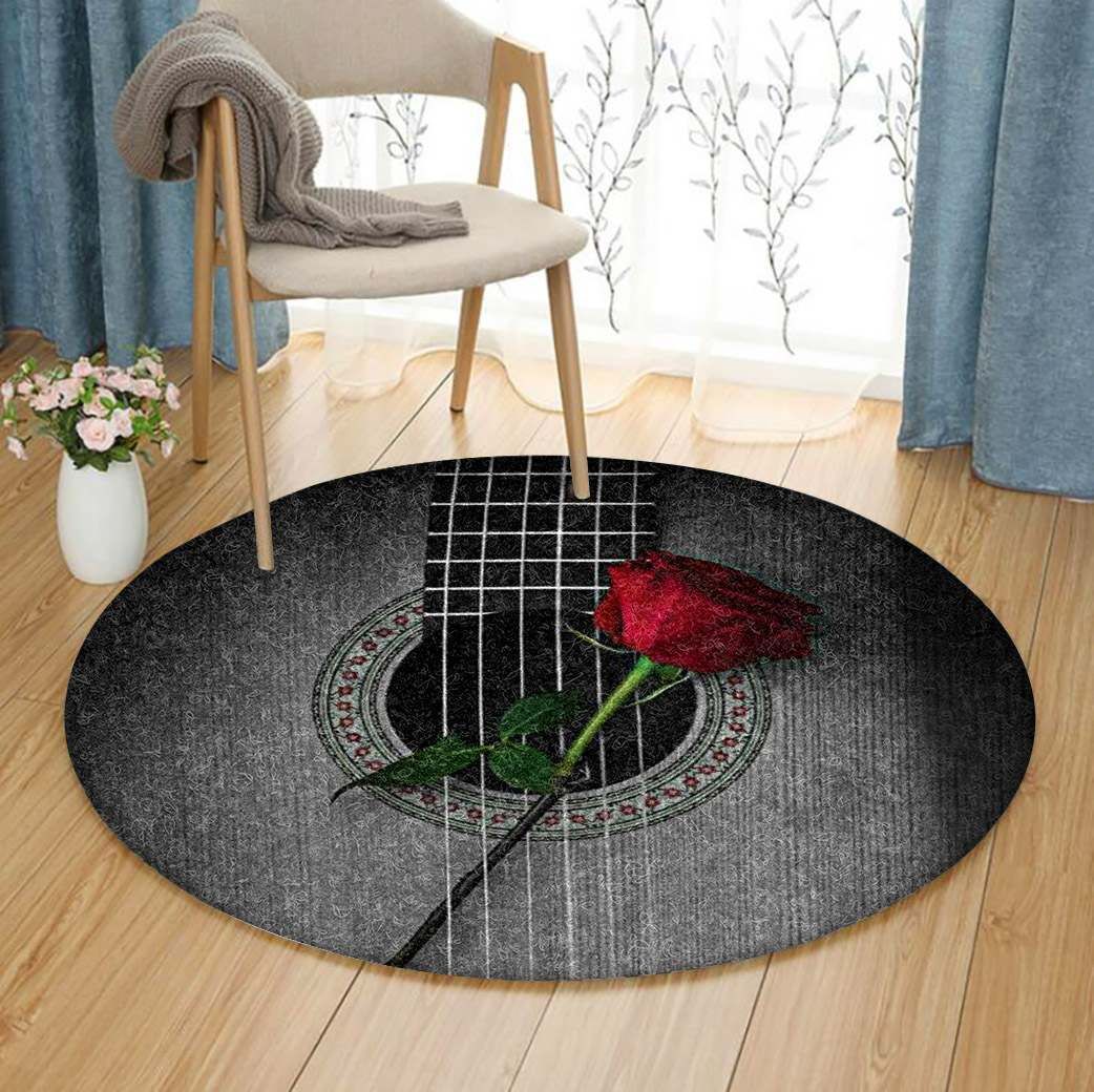 Guitar Rose Round Rug Carpet Bedroom Livingroom Home Decor