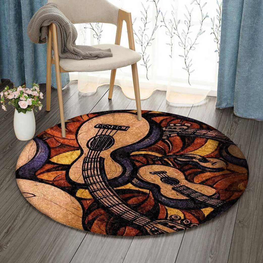 Guitar Round Rug Carpet Bedroom Livingroom Home Decor