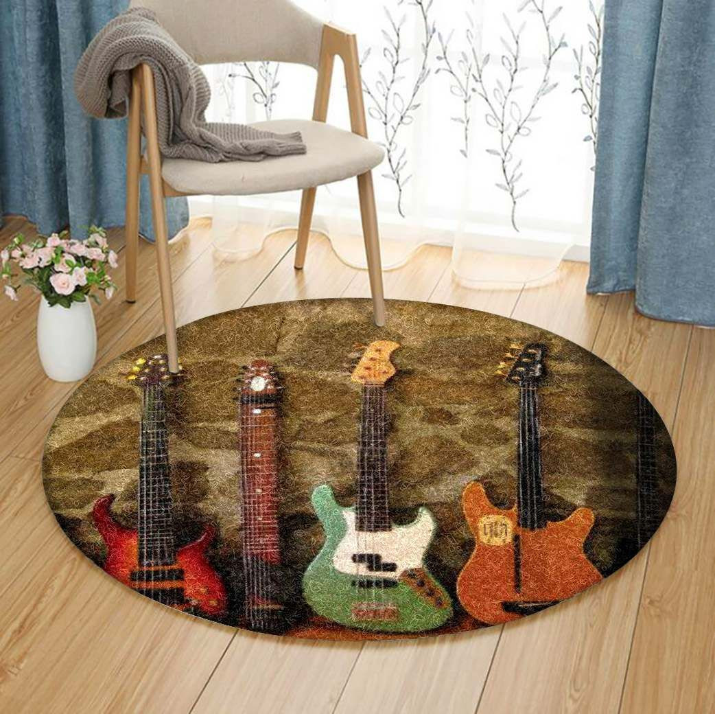 Guitar Round Rug Carpet Bedroom Livingroom Home Decor