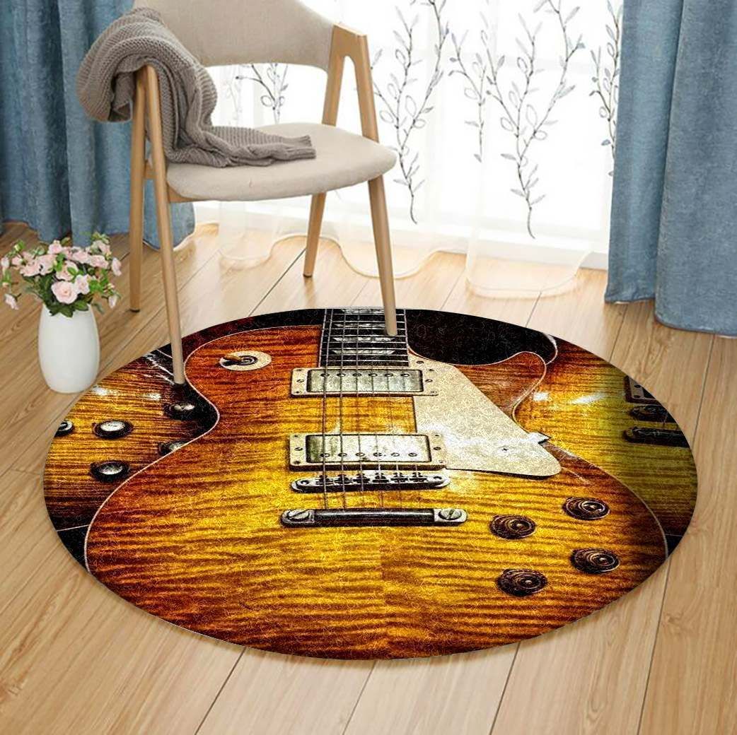 Guitar Round Rug Carpet Bedroom Livingroom Home Decor