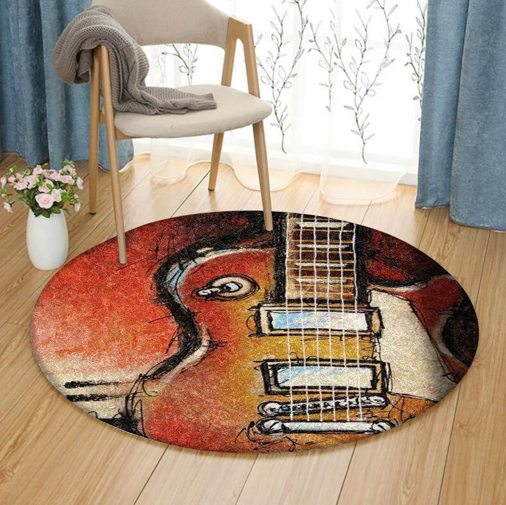 Guitar Round Rug Carpet Bedroom Livingroom Home Decor