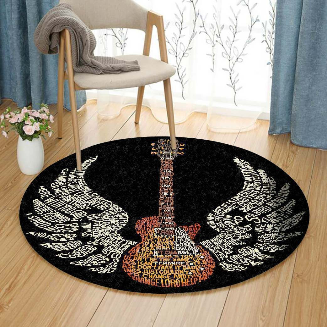 Guitar Round Rug Carpet Bedroom Livingroom Home Decor