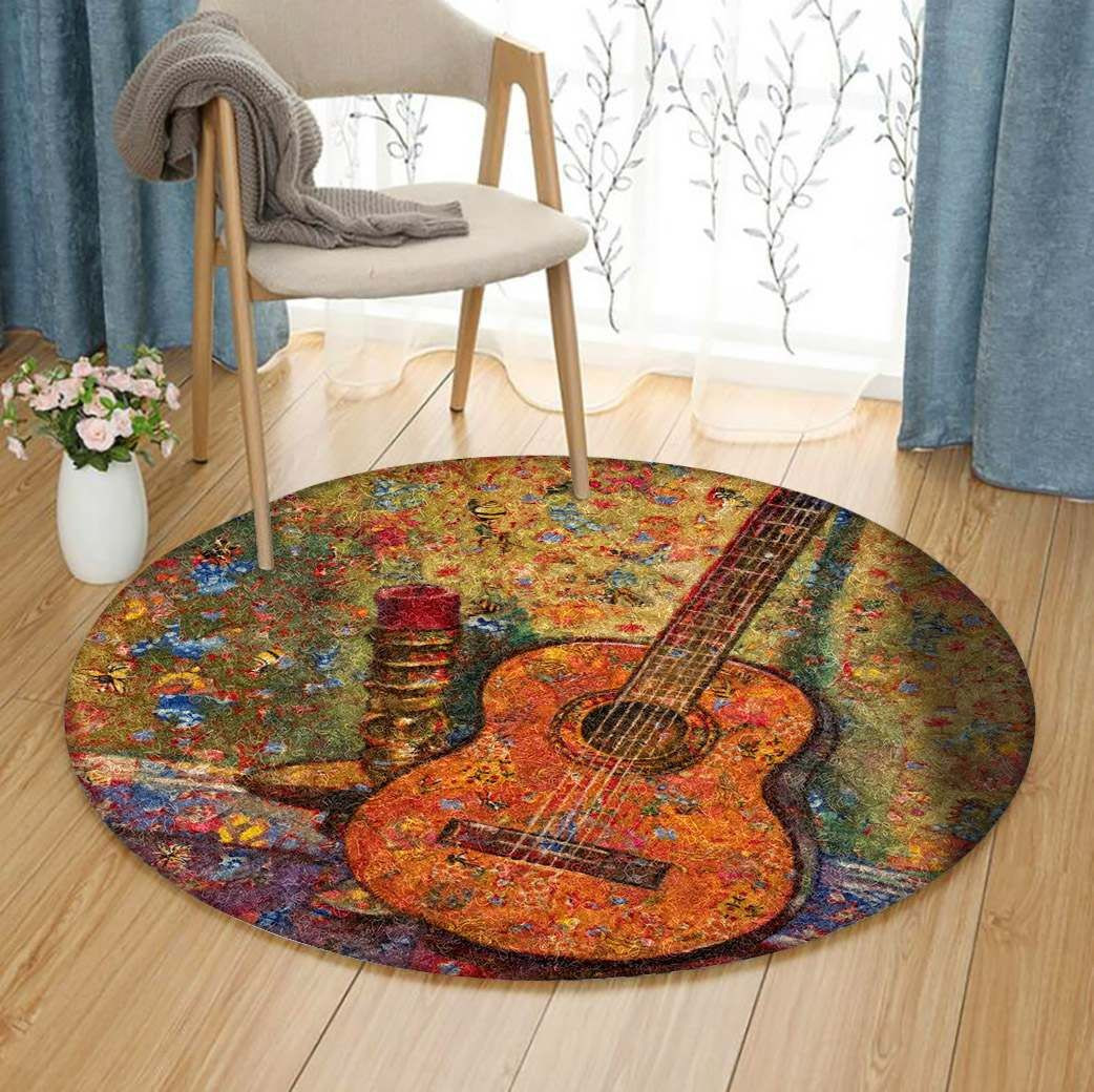 Guitar Round Rug Carpet Bedroom Livingroom Home Decor