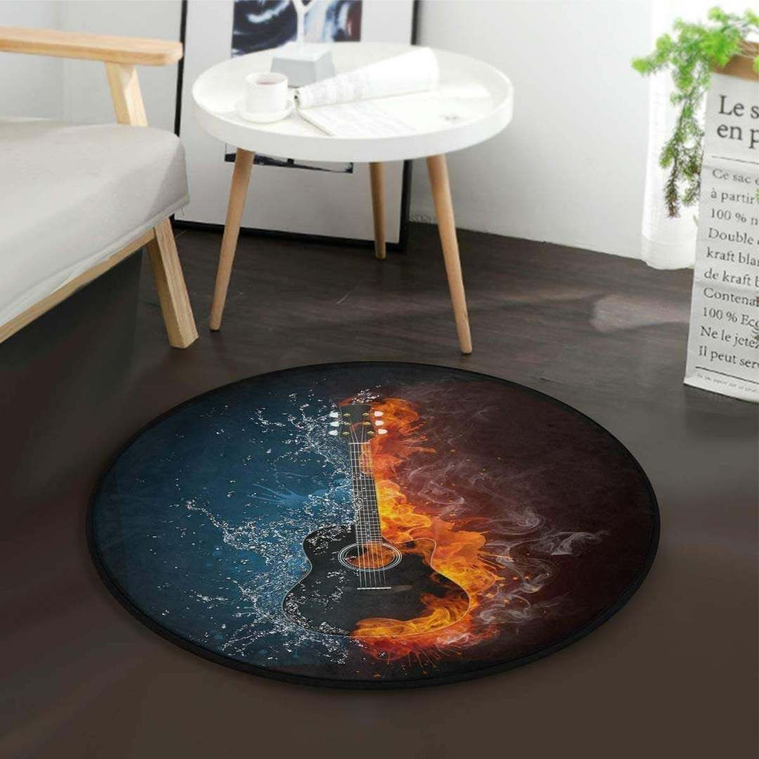 Guitar Round Rug Carpet Bedroom Livingroom Home Decor
