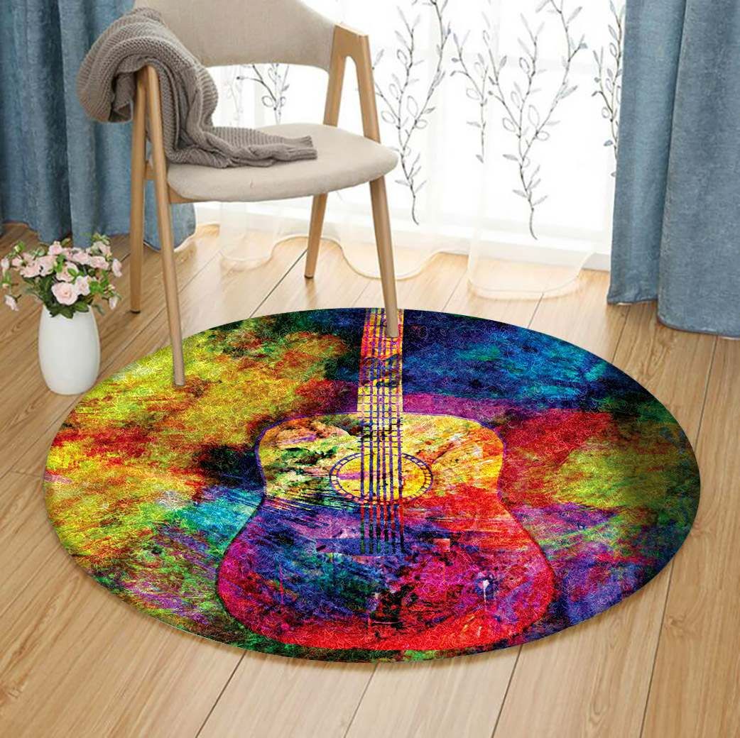 Guitar Round Rug Carpet Bedroom Livingroom Home Decor