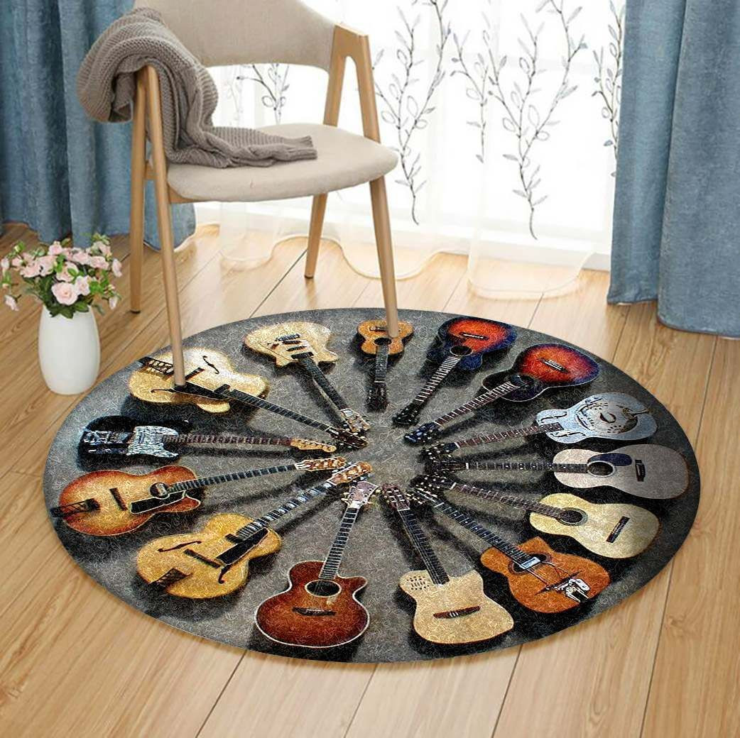 Guitar Round Rug Carpet Bedroom Livingroom Home Decor