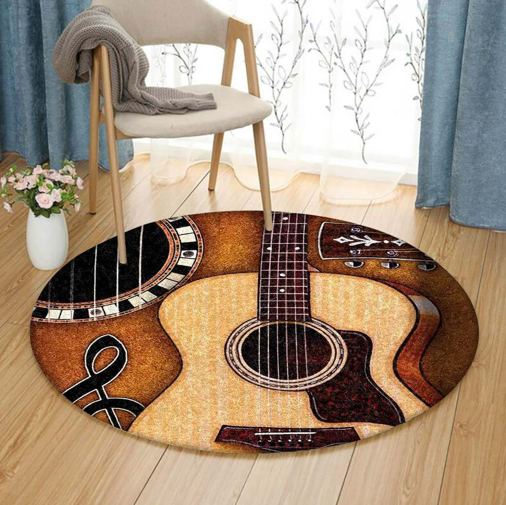 Guitar Round Rug Carpet Bedroom Livingroom Home Decor