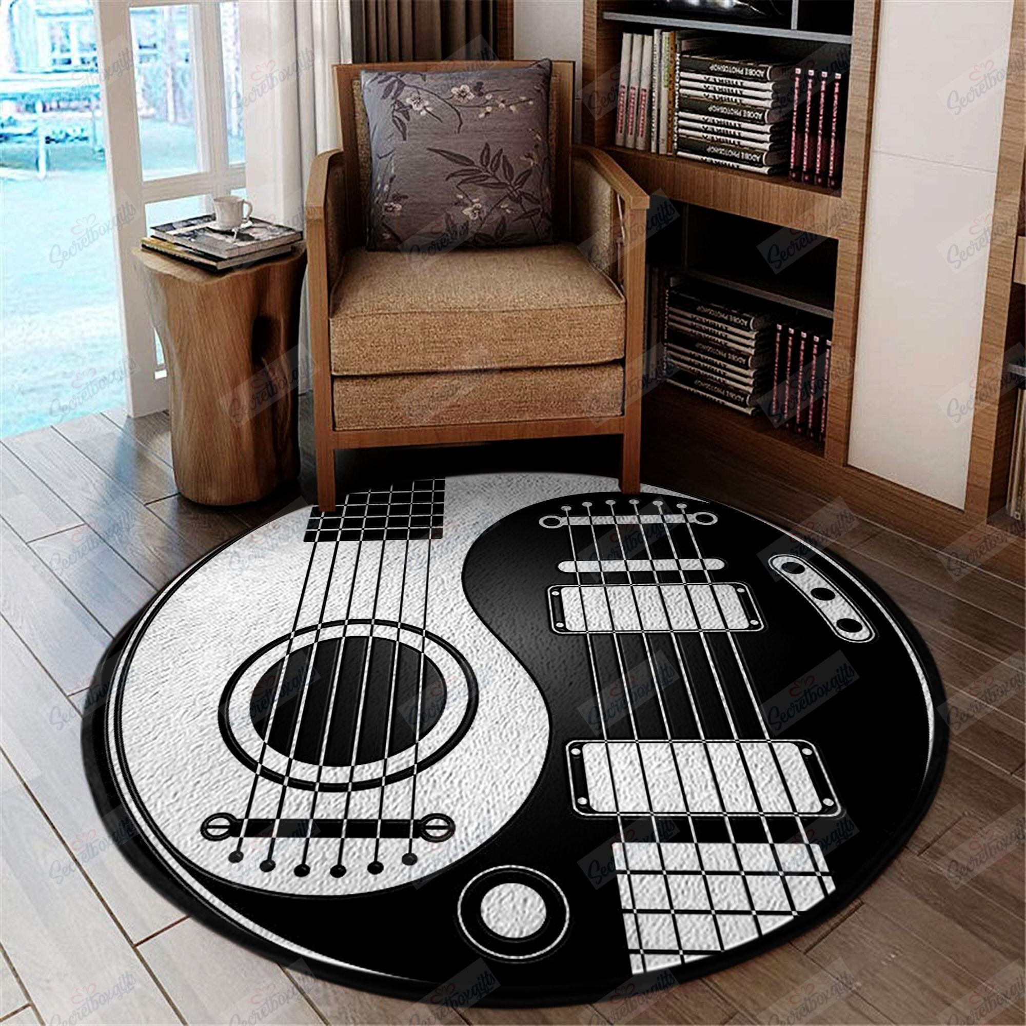 Guitar Round Rug Carpet Bedroom Livingroom Home Decor