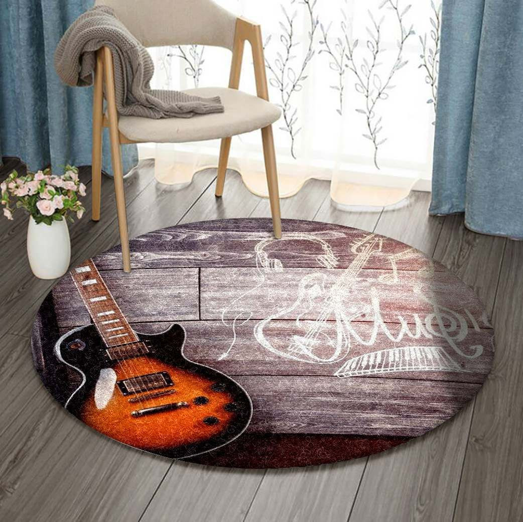 Guitar Round Rug Carpet Bedroom Livingroom Home Decor