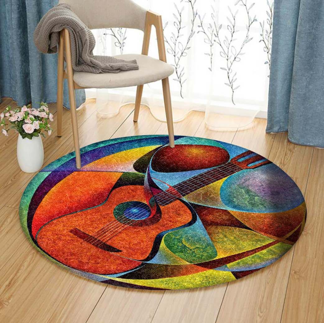 Guitar Round Rug Carpet Bedroom Livingroom Home Decor