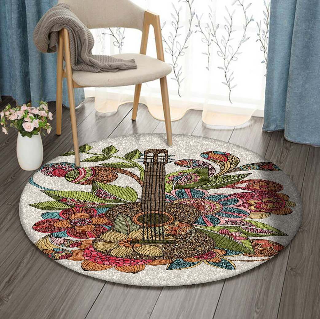 Guitar Round Rug Carpet Bedroom Livingroom Home Decor