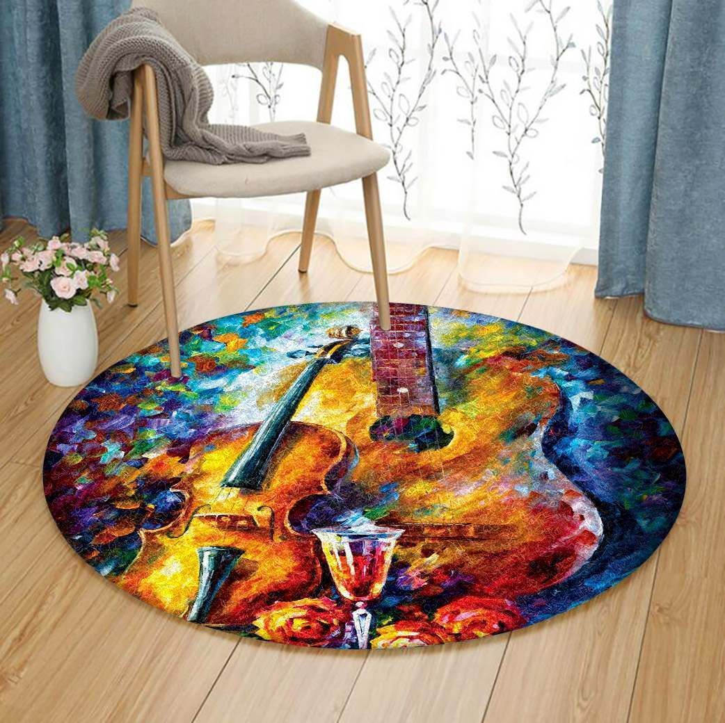 Guitar Round Rug Carpet Bedroom Livingroom Home Decor