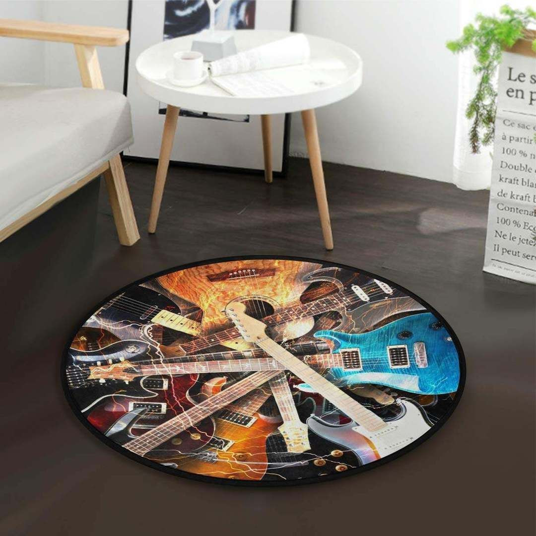Guitar Round Rug Carpet Bedroom Livingroom Home Decor