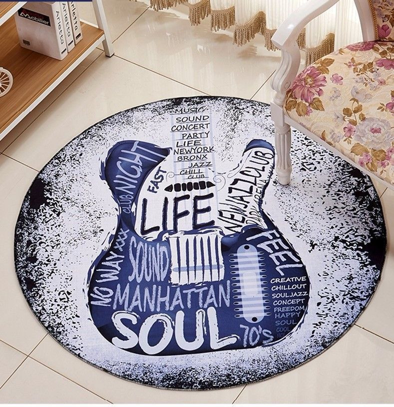 Guitar Round Rug Carpet Bedroom Livingroom Home Decor