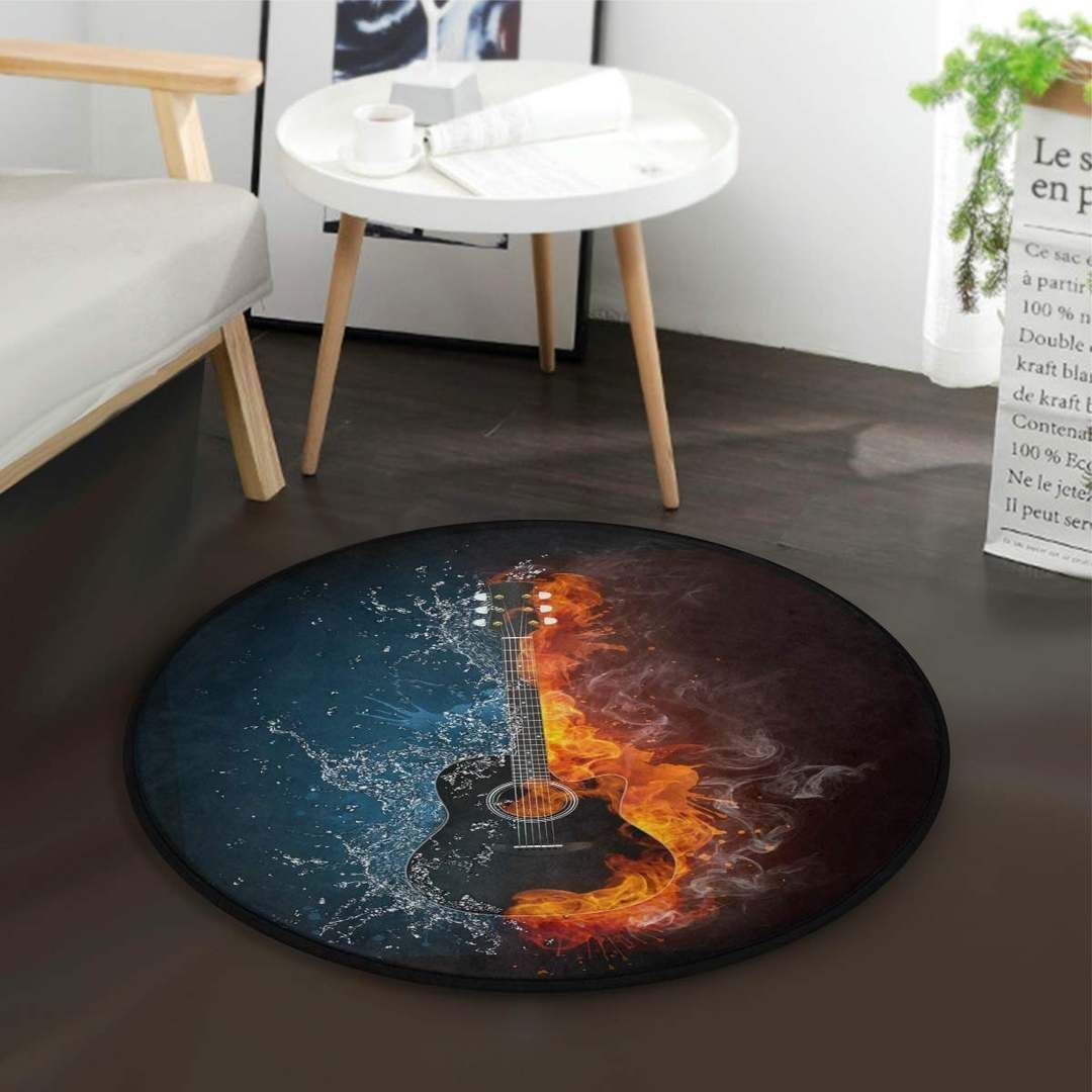 Guitar Round Rug Carpet Bedroom Livingroom Home Decor
