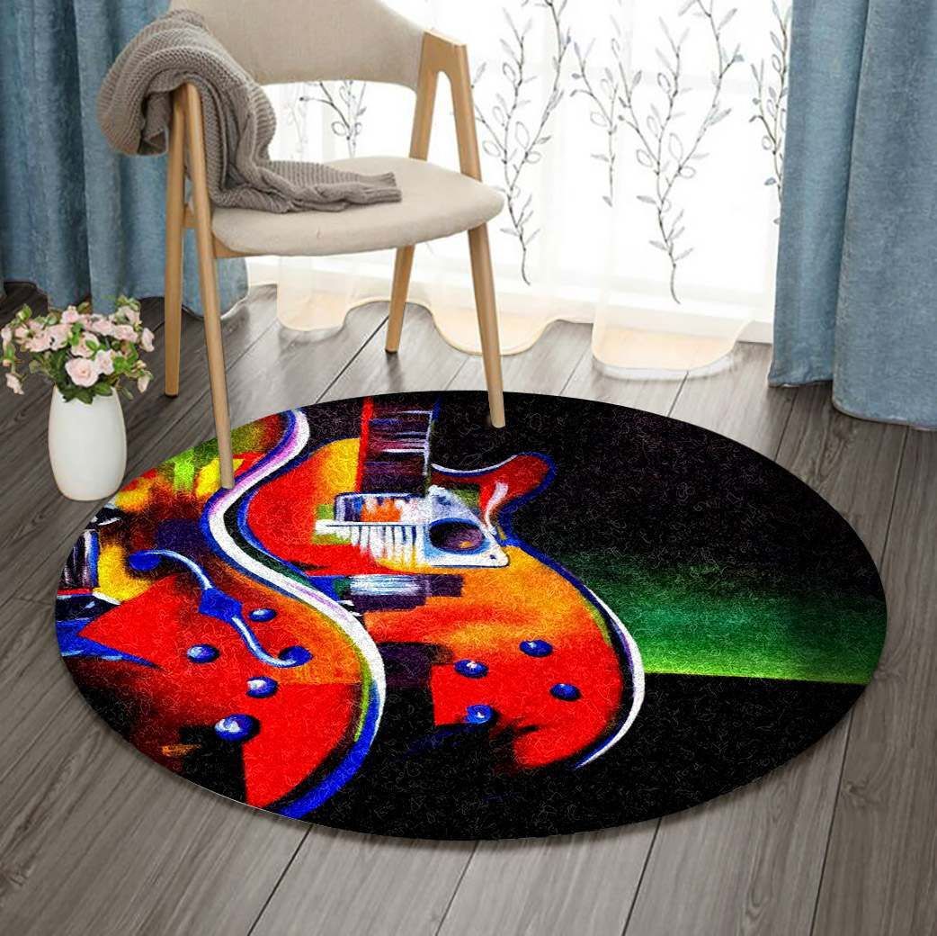 Guitar Round Rug Carpet Bedroom Livingroom Home Decor