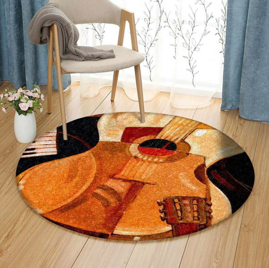 Guitar Round Rug Carpet Bedroom Livingroom Home Decor