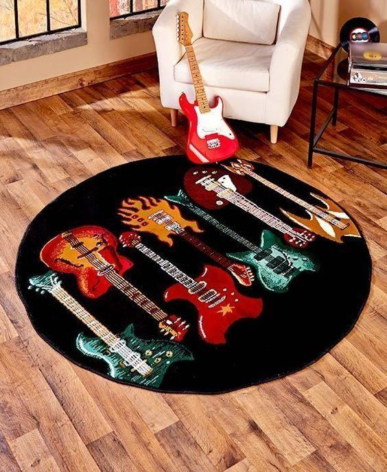 Guitar Round Rug Carpet Bedroom Livingroom Home Decor