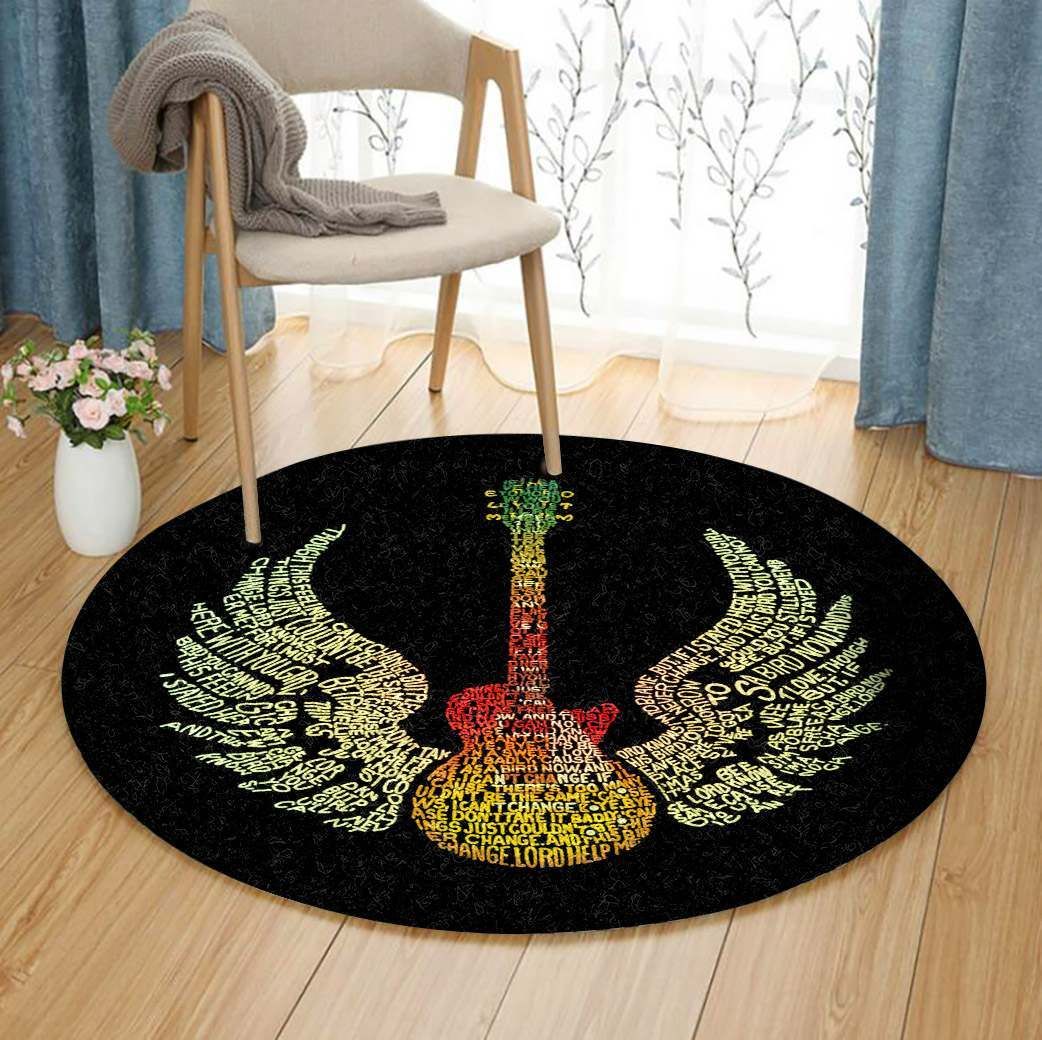 Guitar Round Rug Carpet Bedroom Livingroom Home Decor