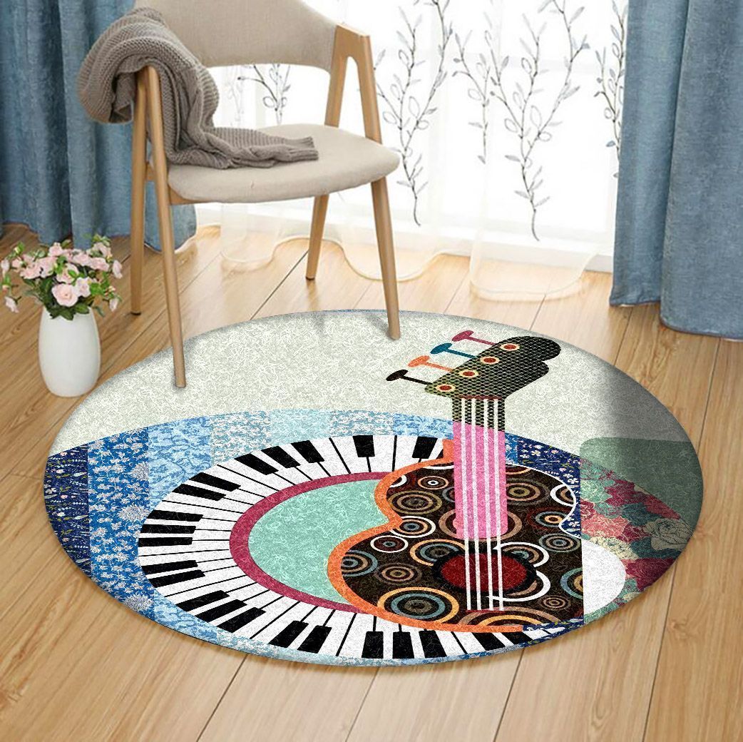 Guitar Round Rug Carpet Bedroom Livingroom Home Decor