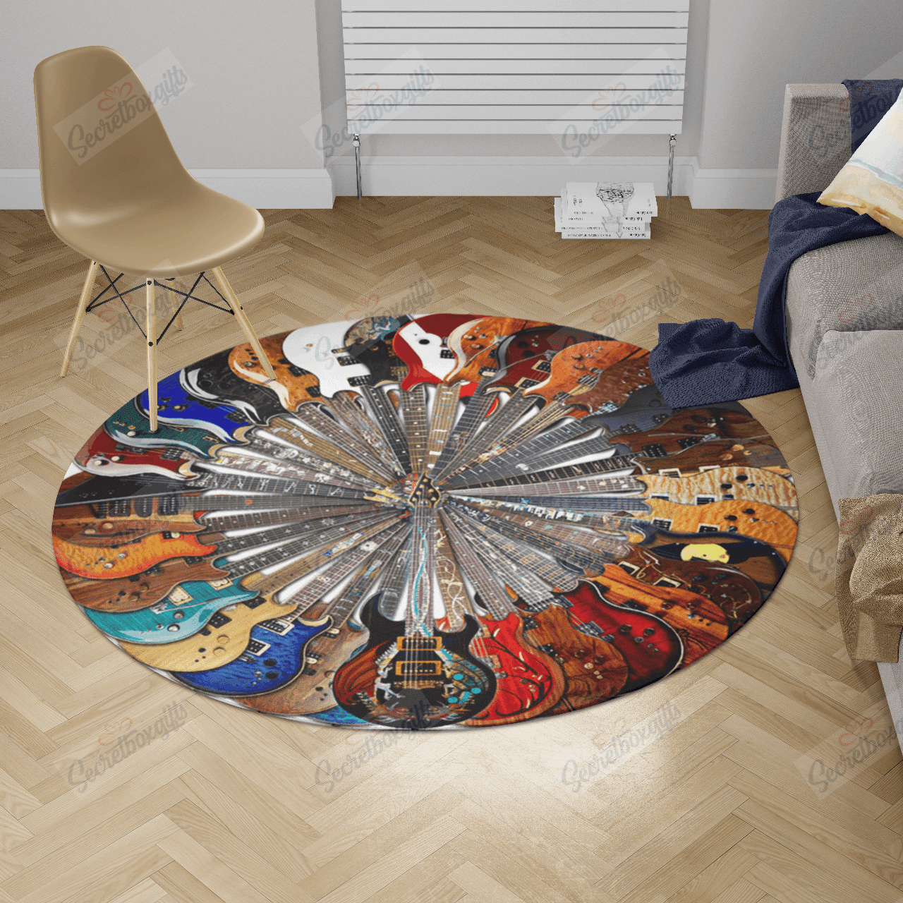 Guitar Round Rug Carpet Bedroom Livingroom Home Decor