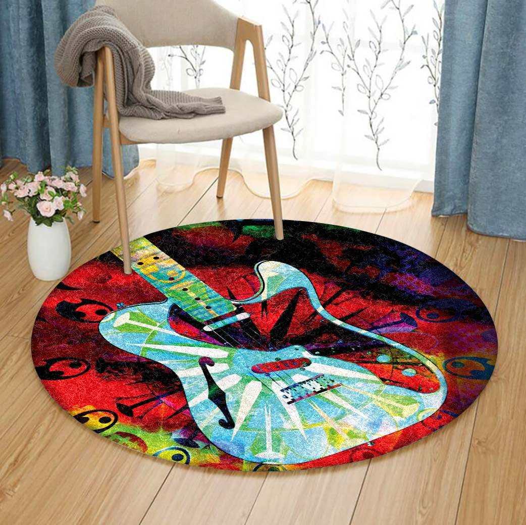 Guitar Round Rug Carpet Bedroom Livingroom Home Decor